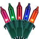 YULETIME 200 Multicolor Christmas String Light, 2-Set 33' 100 ct Green Wire