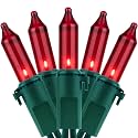 YULETIME 200 Red Christmas String Lights, 2-Set 33 ft 100 ct Green Wire