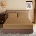 Soft Brushed Microfiber Extra King Size (84" X 78") Inch Fitted Elastic Bedsheet + 1 Pillow Cover 300 TC for Luxurious Softness Upto 10" Thick Mettress|Beige
