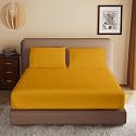 Soft Brushed Microfiber Queen Size (60" X 78") Inch Fitted Elastic Bedsheet + 1 Pillow Cover 300 TC for Luxurious Softness Upto 10" Thick Mettress|Gold Yellow