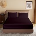 Soft Brushed Microfiber Single Bed (36" X 78") Inch Fitted Elastic Bedsheet + 1 Pillow Cover 300 TC for Luxurious Softness Upto 8" Thick Mettress|Wine