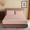 Soft Brushed Microfiber Single Bed (36" X 78") Inch Fitted Elastic Bedsheet + 1 Pillow Cover 300 TC for Luxurious Softness Upto 10" Thick Mettress|Peach