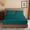 Soft Brushed Microfiber Single Bed (36" X 78") Inch Fitted Elastic Bedsheet + 1 Pillow Cover 300 TC for Luxurious Softness Upto 10" Thick Mettress|Teal