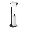 YUMORE Toilet Paper Holder Stand with Storage & Weighted Base, Matte Black