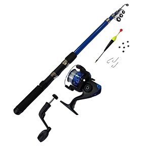 yumoshi telescopic fishing rod and reel combo kit  portable spinning rod with reel hooks floats amp accessories for freshwater amp saltwater fishing