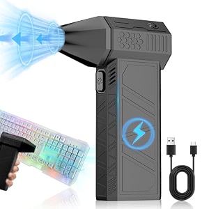 electric air duster 130000 rpm compressed air duster 3 adjustable gears speed wireless jet dry mini blower used for cleaning computer keyboards and yard leaves usb to c chargeblack