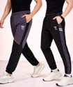 YUNEK Striped Men Black Grey Track Pants