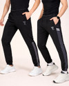 YUNEK Striped Men Black Track Pants