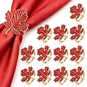 Yungyan 12 Pcs Fall Napkin Rings Maple Leaf Napkin Rings Holder
