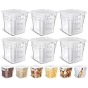Yungyan 6 Pcs Commercial Clear Food Storage Containers 4 Qt Square Acrylic Airtight Food Storage Containers with Lids for Kitchen Restaurant Pantry Freezer Flour Sugar (White)