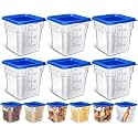 Yungyan 6 Pcs Commercial Clear Food Storage Containers 4 Qt Square Acrylic Airtight Food Storage Containers with Lids for Kitchen Restaurant Pantry Freezer Flour Sugar(Blue)