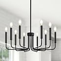 Yunnix 10 Light Black Chandelier, Farmhouse Chandelier for Dining Room Light Fixture Hanging, UL Listed Industrial Modern Chandelier for Bedroom, Foyer, Kitchen, Living Room, No Assembly Required