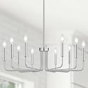 Yunnix 10 Light Brushed Nickel Chandelier, Farmhouse Chandelier for Dining Room Light Fixture Hanging, UL Listed Industrial Modern Chandelier for Bedroom, Kitchen, Living Room, No Assembly Required