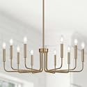 Yunnix 10 Light Champagne Bronze Chandelier, Farmhouse Chandelier for Dining Room Light Fixture Hanging, UL Listed Industrial Modern Chandelier for Kitchen, Living Room, No Assembly Required