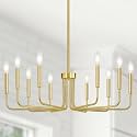 Yunnix 10 Light Gold Chandelier, Farmhouse Chandelier for Dining Room Light Fixture Hanging, UL Listed Industrial Modern Chandelier for Bedroom, Foyer, Kitchen, Living Room, No Assembly Required