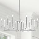 Yunnix 12 Light Brushed Nickel Chandelier, Farmhouse Chandelier for Dining Room Light Fixture Hanging, UL Listed Industrial Modern Chandelier for Bedroom, Kitchen, Living Room, No Assembly Required