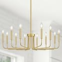 Yunnix 12 Light Gold Chandelier, Farmhouse Chandelier for Dining Room Light Fixture Hanging, UL Listed Industrial Modern Chandelier for Bedroom, Foyer, Kitchen, Living Room, No Assembly Required