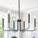 Yunnix 6 Light Black Chandelier, Farmhouse Chandelier for Dining Room Light Fixture Hanging, UL Listed Industrial Modern Chandelier for Bedroom, Foyer, Kitchen, Living Room, No Assembly Required