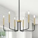 Yunnix 6 Light Black and Gold Chandelier, Farmhouse Chandelier for Dining Room Light Fixture Hanging, UL Listed Industrial Modern Chandelier for Bedroom, Kitchen, Living Room, No Assembly Required