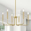 Yunnix 6 Light Gold Chandelier, Farmhouse Chandelier for Dining Room Light Fixture Hanging, UL Listed Industrial Modern Chandelier for Bedroom, Foyer, Kitchen, Living Room, No Assembly Required