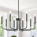 Yunnix 8 Light Black Chandelier, Farmhouse Chandelier for Dining Room Light Fixture Hanging, UL Listed Industrial Modern Chandelier for Bedroom, Foyer, Kitchen, Living Room, No Assembly Required