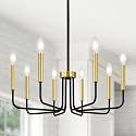 Yunnix 8 Light Black and Gold Chandelier, Farmhouse Chandelier for Dining Room Light Fixture Hanging, UL Listed Industrial Modern Chandelier for Bedroom, Kitchen, Living Room, No Assembly Required