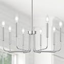 Yunnix 8 Light Brushed Nickel Chandelier, Farmhouse Chandelier for Dining Room Light Fixture Hanging, UL Listed Industrial Modern Chandelier for Bedroom, Kitchen, Living Room, No Assembly Required