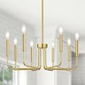 Yunnix 8 Light Gold Chandelier, Farmhouse Chandelier for Dining Room Light Fixture Hanging, UL Listed Industrial Modern Chandelier for Bedroom, Foyer, Kitchen, Living Room, No Assembly Required