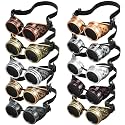 Yunsailing 10 Pairs Retro Victorian Steampunk Goggles Glasses Vintage Gasses Cyber Punk Gothic for Halloween Costume(Metallic Colors)
