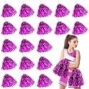 Yunsailing 100Pack Pom Poms Cheerleading with Baton Handle, Rose Red