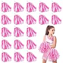 Yunsailing 100Pack Pom Poms Cheerleading with Baton Handle, Pink and White