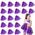 Yunsailing 100Pack Pom Poms Cheerleading with Baton Handle, Purple