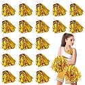 Yunsailing 100Pack Pom Poms Cheerleading with Baton Handle, Gold