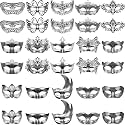 Yunsailing 30 Pcs Masquerade Masks with Straps for Women Men,Silver