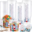 Yuntau 24/36 Set Fun Fishing Mini Buckets Set, Fish Bait Bucket with Lid, Cardboard Stickers Rope, Live Bait Buckets, Small Plastic Bucket for Kid Favor Fishing Themed Party Birthday