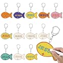 Yuntau 24 Pcs Jesus Faith Fish Keychain Crafts, Vbs Wooden Craft