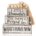 Yuntau 4 Pcs Farmhouse Christian Tabletop Decor Rustic Wood Bead Garland