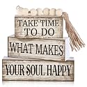 Yuntau 4 Pcs Farmhouse Tabletop Decoration Inspirational Tiered Tray Decor