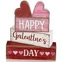 Yuntau 5 Pcs Happy Galentines Day Decorations Wood Block Tiered Tray Decor