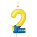 Yuntau Yellow Jeans Birthday Candle Cake Topper Party Decorations,Number 2