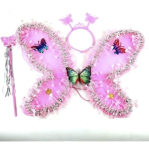 fairy butterfly wings hair band and magic wand for princess dress up party for girls