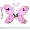 Fairy Butterfly wings, hair band and magic wand for princess dress up party for Girls