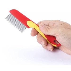 flea comb pet stainless steel tooth flea lice tear stain remover comb pet hair nit comb brush for long or medium haired dogs and cats
