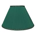 Diwali Lamp Shade – Emerald Green Georgette Fabric with Pleated Lace (PL), Elegant Lampshade for Bedroom, Study, Living Room &amp; Home Decor (TDH 6”x14”x9”) – Shade Only