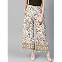 Yuris Women Beige Pink Printed Wide Leg