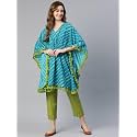 Yuris Women Blue Green Striped Kaftan with