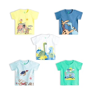 yuv infant baby boys amp girls 100 cotton printed multicolor half sleeve t shirts - 0 to 24 months babies pack of 5