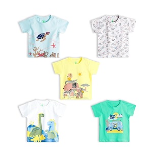 yuv infant baby boys amp girls 100 cotton printed multicolor half sleeve t shirts - 0 to 24 months babies pack of 5