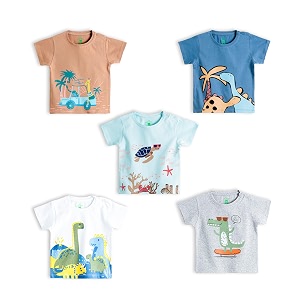 yuv infant baby boys amp girls 100 cotton printed multicolor half sleeve t shirts - 0 to 24 months babies pack of 5