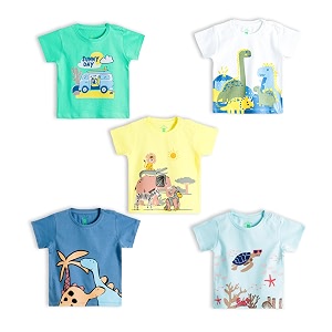 yuv infant baby boys amp girls 100 cotton printed multicolor half sleeve t shirts - 0 to 24 months babies pack of 5